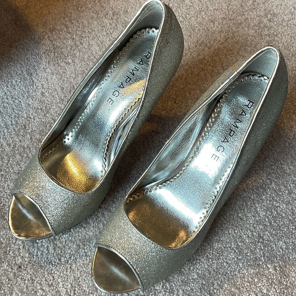 Rampage Glitter Sparkle Heels Silver